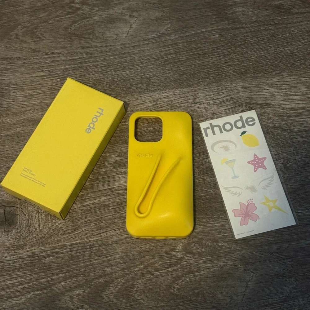 Rhode Lemontini iPhone 16 pro max case with temporary tattoos